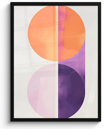 Poster in lijst - Fotolijst 50x70 cm - Posters - Cirkels - Abstract - Paars - Posterlijst zwart - Decoratie - Wanddecoratie woonkamer - Muurdecoratie slaapkamer