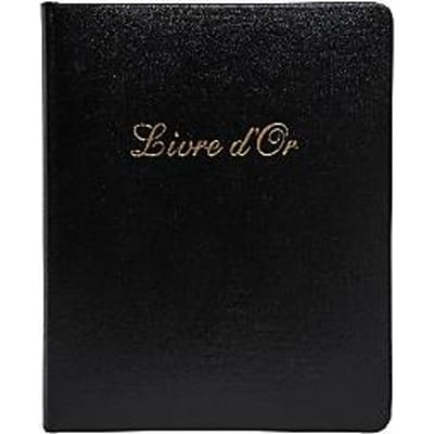 Exacompta gastenboek Alpillez zwart, echt leer 26x22 cm, 70 blanco bladen, vergé 110 g/m², goudkleurig, geschenkverpakking