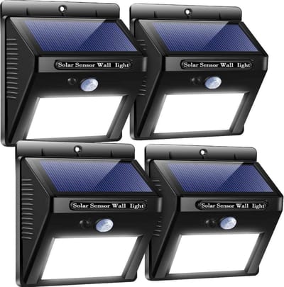 Solar Buitenlamp - Set van 4 Stuks - Bewegingssensor - 20 LED - 3 Standen - Wandlamp - Waterdicht - Buiten & Tuin sensor - Buitenverlichting op Zonne-energie - Balkon - Verlichting