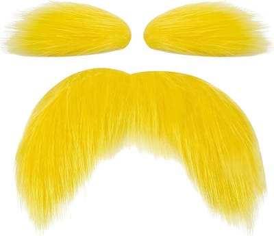 Carnavalset met Gele Nepbaard en Wenkbrauwen voor Volwassenen en Kinderen - Perfect voor Cosplay en Feestjes