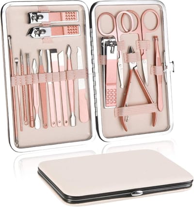 Manicure en Pedicure Set voor Nagelverzorging - 18-delig Roestvrij Staal Gereedschap met Etui