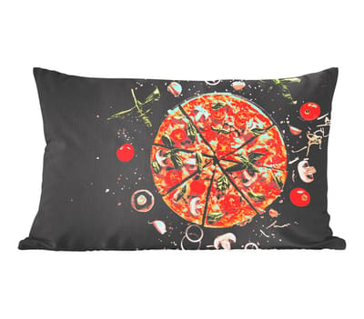 Sierkussens - Kussentjes Woonkamer - 50x30 cm - Pizza - Groente - Kruiden - Keuken - Industrieel