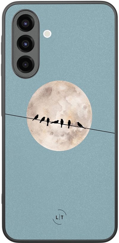 Leuke Telefoonhoesjes - Hoesje geschikt voor Samsung Galaxy A26 - Moon birds - Backcover zwart - Print / Illustratie - Blauw