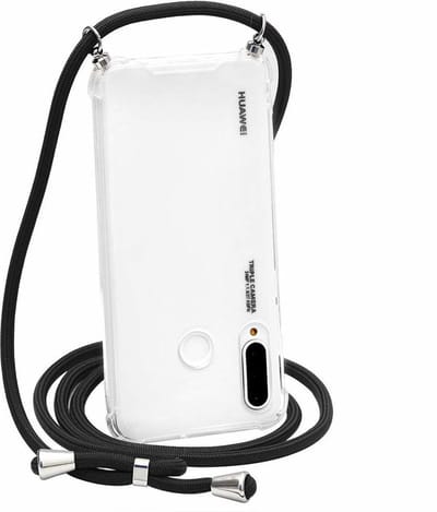 Hoesje Geschikt voor Huawei Y6 2019 Hoesje transparant silicone met Koord -Hoesje Geschikt voor Huawei Y6 2019 Koord hoesje draagkoord TPU backcover - Zwart