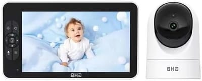 Babyfoon met camera - Videobabyfoon monitor - Kindbewaking thuis - 168 uur batterijduur - 7 inch scherm - Wit