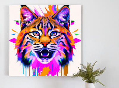 Vibrant bobcat burst | Vibrant Bobcat Burst | Kunst - 60x60 centimeter op Forex | Foto op Forex