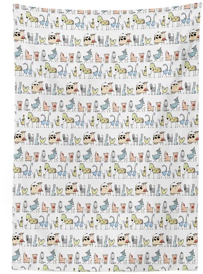 ABAKUHAUS Cartoon-Dier Tafelkleed – 140x170 cm – Satijn – Wasbaar