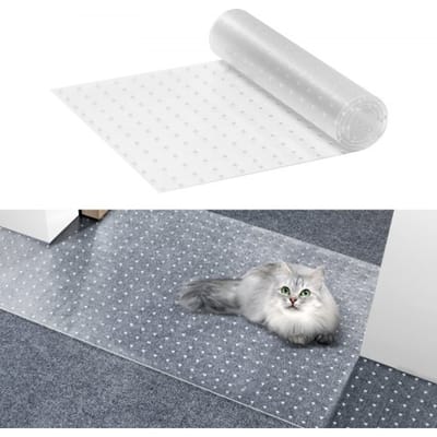 VEVOR Huisdierentapijtbeschermer, 4,5 x 1,2 m, krasbestendige PVC-kattentapijtbeschermer voor deurkozijn, antislipmat voor bescherming tegen krassen van katten, gemakkelijk te snijden kunststof tapijtkrabstopper