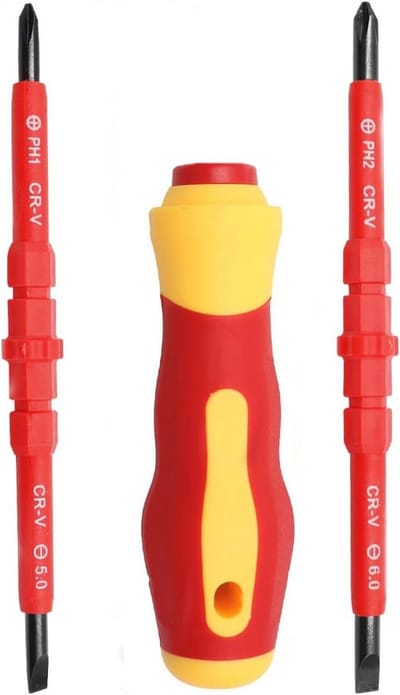 4-in-1 Geïsoleerde Schroevendraaier Set met Magnetische Kop – Ergonomisch en Duurzaam Reparatie Gereedschap