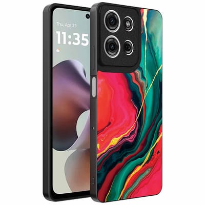 Geschikt voor Motorola Moto G56 Telefoonhoesje met Rood Groen Marmer Opdruk - TPU Backcover Case Red Green Marble Design - Smartphonica geschikt voor Motorola Moto G56