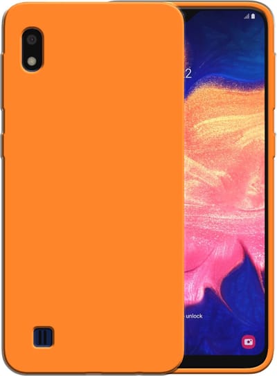 Smartphonica Siliconen hoesje voor Samsung Galaxy A10 case met zachte binnenkant - Oranje geschikt voor Samsung Galaxy A10