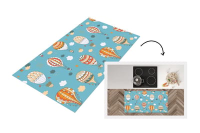 Keukenloper - Loper keuken - Retro - Luchtballon - Pastel - Kinderen - Design - 120x60 cm - Keukenloper vinyl