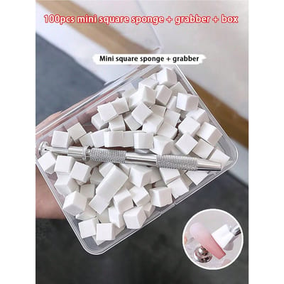 100 pièces de mini blocs éponge avec pince à 4 griffes, éponge de couleur dégradée pour nail art, outils pour vernis à ongles dégradé multicolore