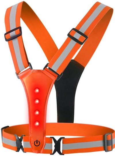 Hardloopvest - Reflecterend Hardloopvest - Reflectievest met Verlichting - Oplaadbaar inclusief USB Kabel - Hardloop Verlichting - Verstelbaar Vest - Lichtgewicht -Veiligheid en hoge zichtbaarheid voor hardlopen, joggen, wandelen en fietsen - Oranje