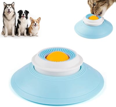 Anti-schrokbak - voor Honden en Katten - Siliconen Likmat met Zuignap - Blauw - Slow Feeder Voerbak - Interactief Speelgoed - Mentale Stimulatie - Voor Natvoer & Snacks - Puppy & Kitten