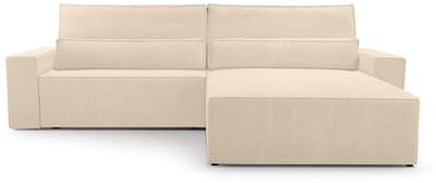 Hoekbank met Slaapfunctie - 297 x 200 x 85 cm - Comfortabele en Stijlvolle Familiebank - DENVER L - Poso 105 Beige
