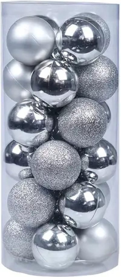Livano Kerstballen - Kerstversiering - Plastic - Zilver - 24 stuks