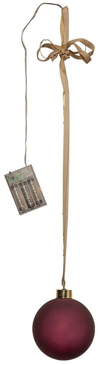 Star Trading Batterijgevoede kerstlamp 'Bliss' met kerstbal, 16 dauwdruppel-LED's, timer, rood, Ø 10 cm