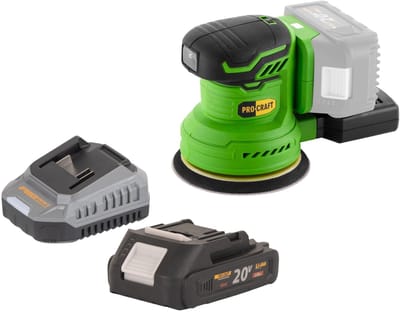 Procraft PX20BLbb accu excentrische schuurmachine 20 V 125 mm borstelloos + 1x accu 2,0 Ah + oplader