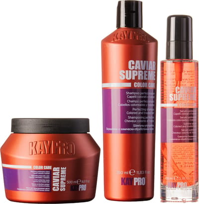KayPro Caviar Supreme set shampoo 350ml & haarmasker 500ml & haarserum 100ml - bundel ideaal voor het verzorgen van gekleurd haar - haarverzorging set - Geschenkset - Giftset - voordeelverpakking