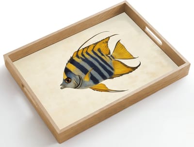 Dienblad hout 50x35 cm - Schootdienblad - Vis - Sierlijk - Vinnen - Illustratie - Borrelplank rechthoek - Plateau dienbladen