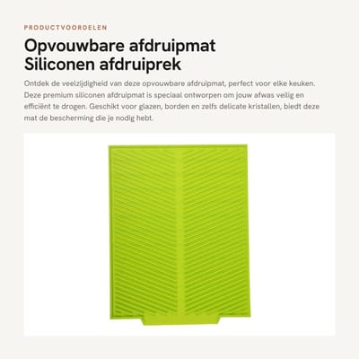 Dailygoods- Afdruipmat Extra Groot - Opvouwbaar - Hittebestendig Siliconen - Antislip Randen - Voedselveilig - Snelle Droging - Afvoerpad