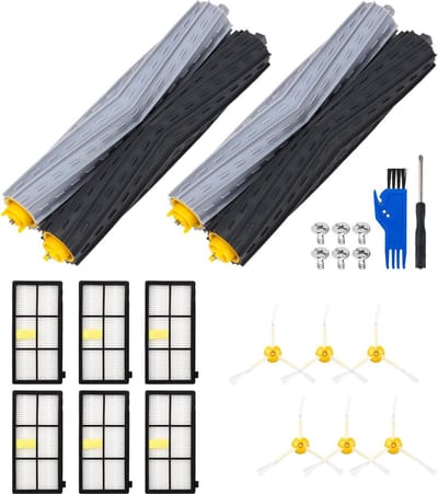 Reserveonderdelen geschikt voor iRobot Roomba 860 865 870 880 896 960 966 971 976 980 981, borstels accessoires voor Roomba 800 900-serie, 2 sets rubberen borstel, 6 filters HEPA, 6 zijborstel