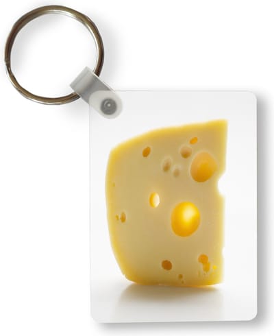 Sleutelhanger - Een blok kaas met gaten - Uitdeelcadeautjes - Plastic