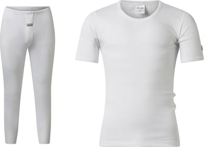 Gentlemen - heren thermo set - shirt korte mouw en pantalon - wit - maat S