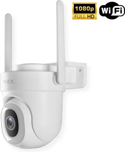 Finex Beveiligingscamera One – 1080P – Geen abonnement - Buiten Camera Met Nachtzicht – Buitencamera – Bewakingscamera voor Buiten – Beveiligingscamera Met WiFi en App – Wit