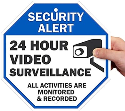 Videobewakingswaarschuwing - 24-uurs toezicht op activiteiten - 10" x 10" aluminium