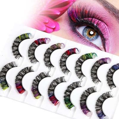 Natuurlijke 3D Volume Wimpers - 7 Paar C-Curl Wispy Wimpers voor Feestjes, Cosplay en Halloween Decoratie