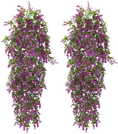Dailygoods- Hangplant Kunstmatig 70 cm - 2 Stuks - Kunstplanten Binnen/Buiten - Balkon/Tuin - Wanddecoratie - Rozenrood