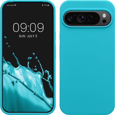 kwmobile telefoonhoesje geschikt voor Google Pixel 9 Pro XL - Hoesje met siliconen coating - Smartphone case in ijsblauw