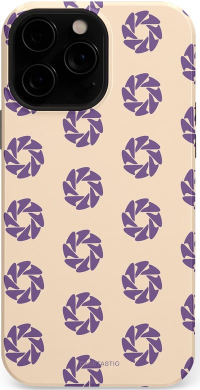 Casetastic hoesje geschikt voor Apple iPhone 13 Pro Max - MagSafe - Dubbellaagse bescherming - Paarse Cirkels op het Zand - Fashion Case - Crème Lavendel Zilver