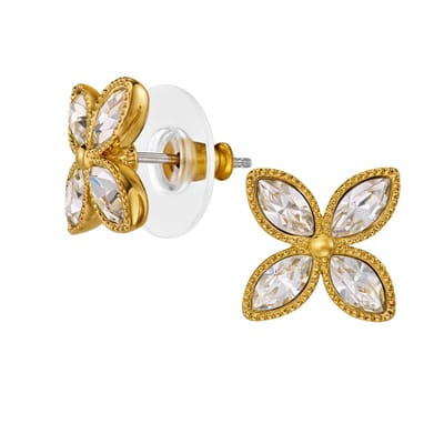 Traveller Oorbellen - Oorstekers Dames - Goud - 22kt Verguld - Kristallen - Preciosa Crystals - Bloem - Ø 13 mm - 157790