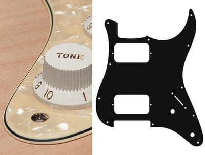 Boston ST-332-PC pickguard, Stallion, HH, 2 pot holes, 3-5 switch, 3 ply, pearl cream