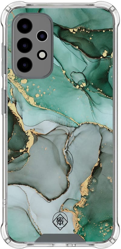 Hoesje (shockproof) geschikt voor Samsung Galaxy A52 5G - Marble Design - Extra sterke case - TPU/polycarbonaat - Marmer - Grijs, Groen, Transparant