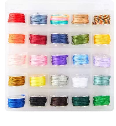 KZQ 25 Rollen Macrame Garen 0.8 Mm X 75 Meter Wasbaar Katoen En Polyester Touw Voor Armbanden Sieraden Maken Handwerk Knutselprojecten