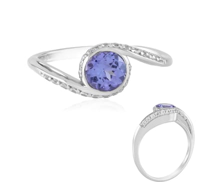 Cavill - Zilveren Ring met 0,75 ct Tanzaniet en 1,05 ct Zirkonia - 925 Sterling Zilver Platina Geplateerd - Modern Design - Luxe Paarse Edelsteen
