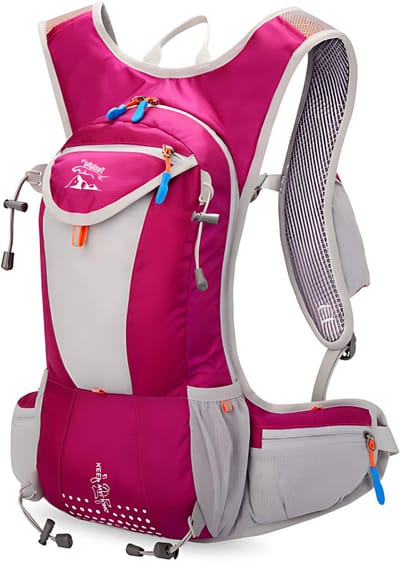 CarryQuest® - Hydratatie Fietsrugzak - Ultralichte Polyester Hardlooprugzak met Drinksysteem, Rugventilatie & Front-/Toploader - Waterdicht, Ademend Comfort voor Fietsen & Hardlopen - Roze
