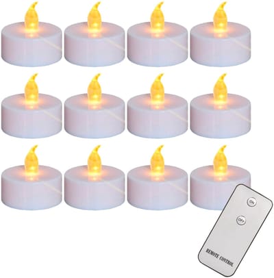 Best Active 12 LED Waxinelichtjes met Flikkerende Vlam - Inclusief Afstandsbediening en Batterijen - 100+ Branduren - Elektrische Kaarsen op Batterijen - Theelichtjes - Kerstverlichting - Kerst Kaarsen