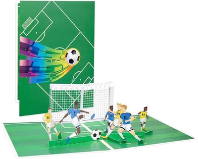 3D Voetbal Verjaardagskaart, Pop-Up Kaart voor Voetbalfans, Unieke Kaart met Envelop en Lege Kaart, Perfect Cadeau voor Jongens en Voetbalvieringen