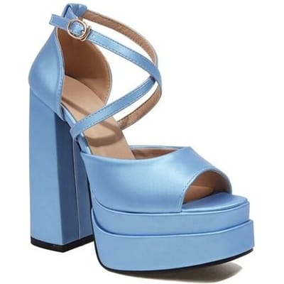 Sandale compensée pour femme, talon épais à plateforme creuse brillante de luxe automne/été, escarpins, chaussures de créateur pour femmes 44 gray