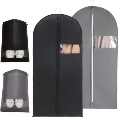 Dailygoods- Kledingstuk Tas - Ademend Kledingstuk Cover - Opberghoes voor Jas/Shirt - Kledingzakken met Rits - 2 Stuks - Geschikt voor Opslag - Kledinghoes
