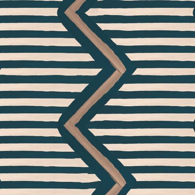 Behang Ikat Oez Zigzag blauw