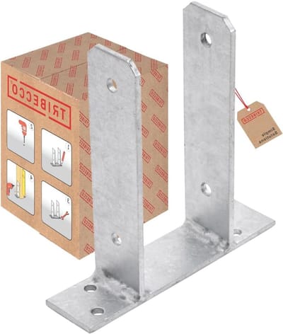 TRIBECCO U-paaldrager om vast te schroeven, U-steunschoen 71 x 50 x 200 mm, voor vierkante houten palen, thermisch verzinkt staal, paalverankering om vast te pluggen