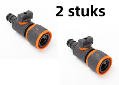 2 x Tuinslang Slangstuk - Slangkoppelingen -voor gazon、 landbouw 、 irrigatie -16 mm(95x20mm) - -met klepschakelaar