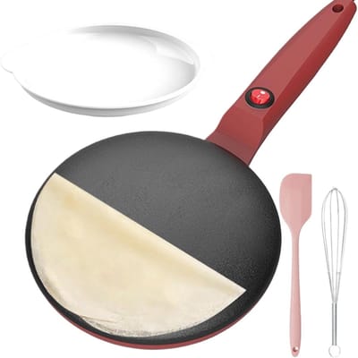 Pannenkoekenmaker Elektrisch - Crêpe Apparaat - Snelle Maaltijden - Automatische Temperatuur - 20 cm - Rood