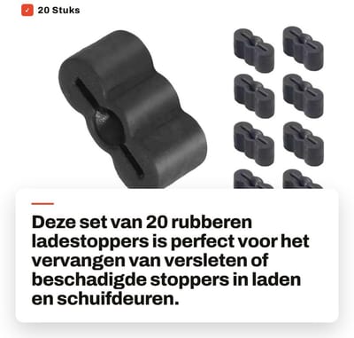 Dailygoods- Ladestoppers 20 Stuks - Universele Rubber Stop - Voor Laden/Kasten - Schuifdeuren - Duurzaam Materiaal - Schokabsorberend - Ladebescherming